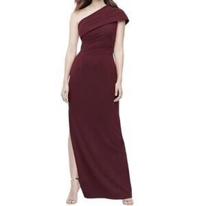 David’s Bridal formal dress one shoulder column side slit NWT Cabernet 10